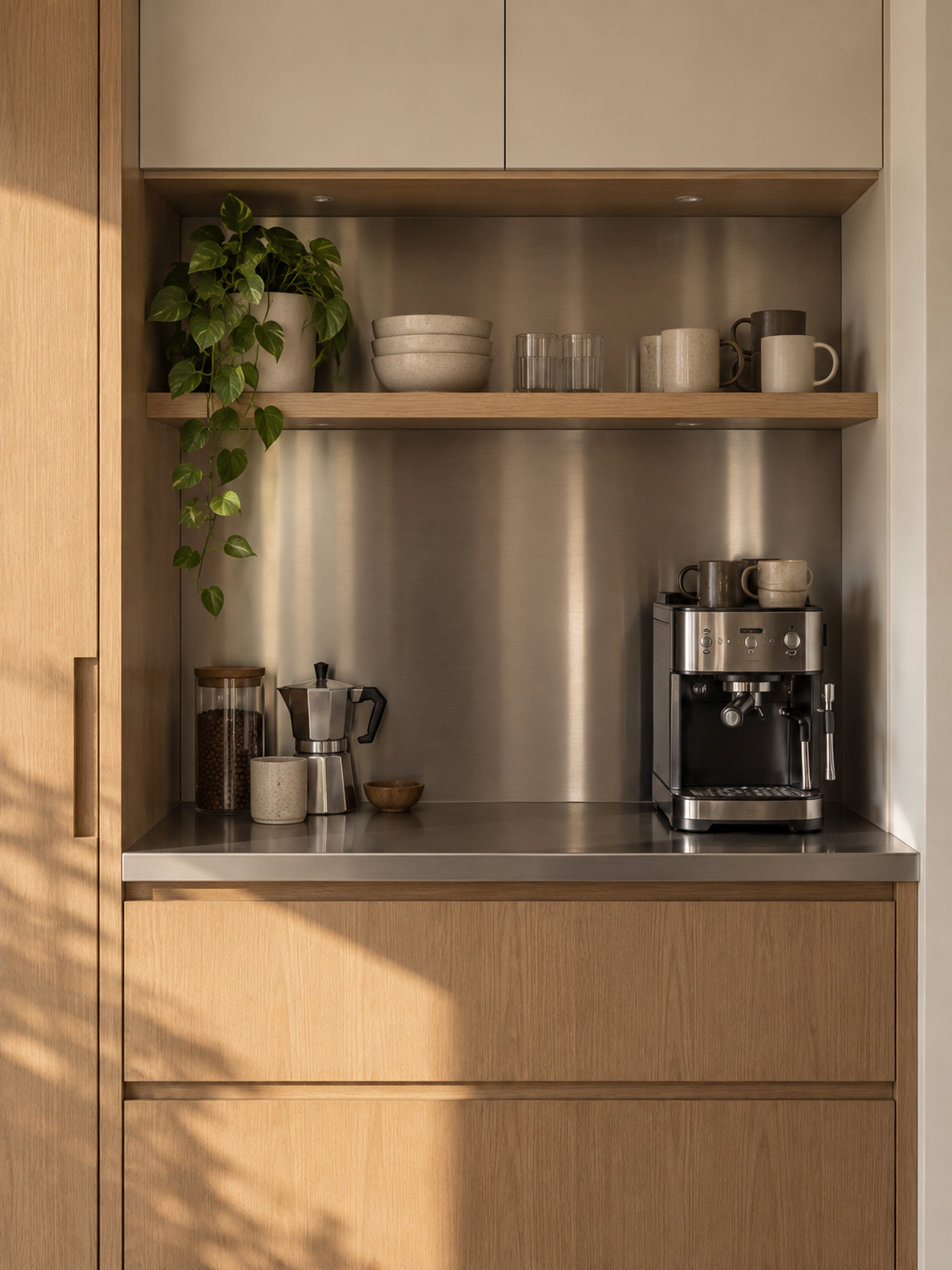 Cuisine chaleureuse en bois clair